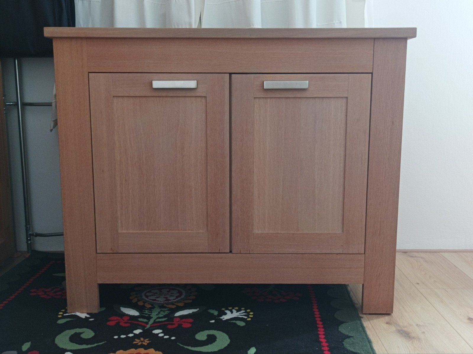 Houten dressoir commode kast met massief houten blad eiken, Ophalen, Gebruikt, 25 tot 50 cm