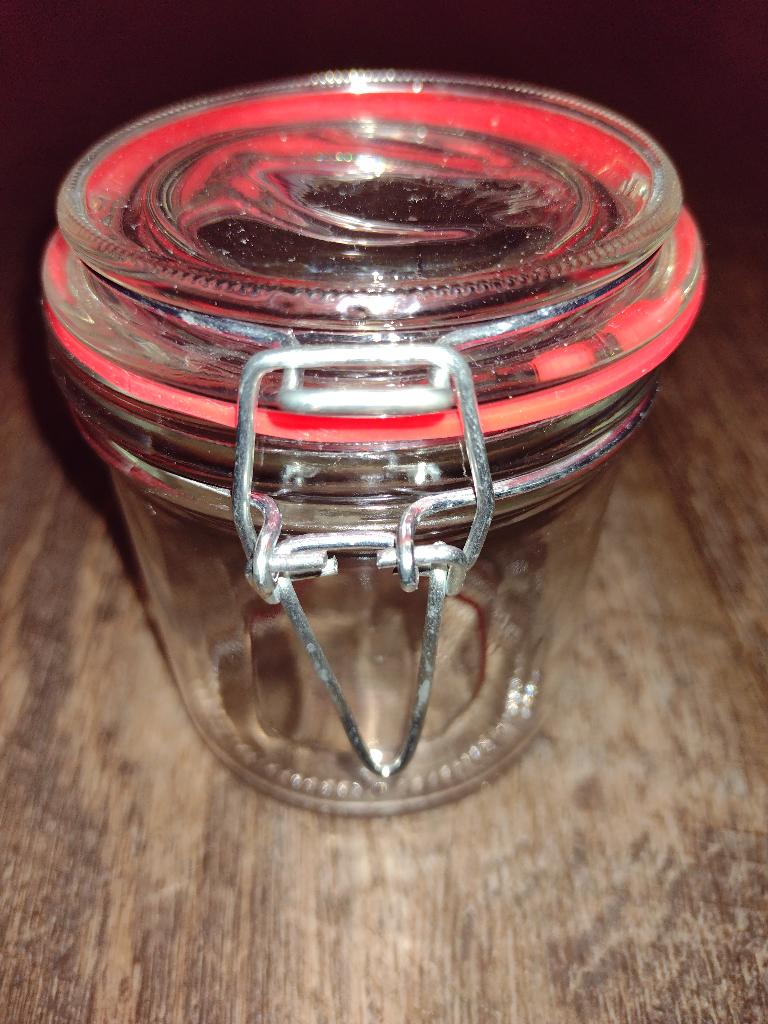 weckpotje glas ongeveer 9 cm hoog, Ophalen of Verzenden, Zo goed als nieuw, Glas, Pot, Bus of Blik