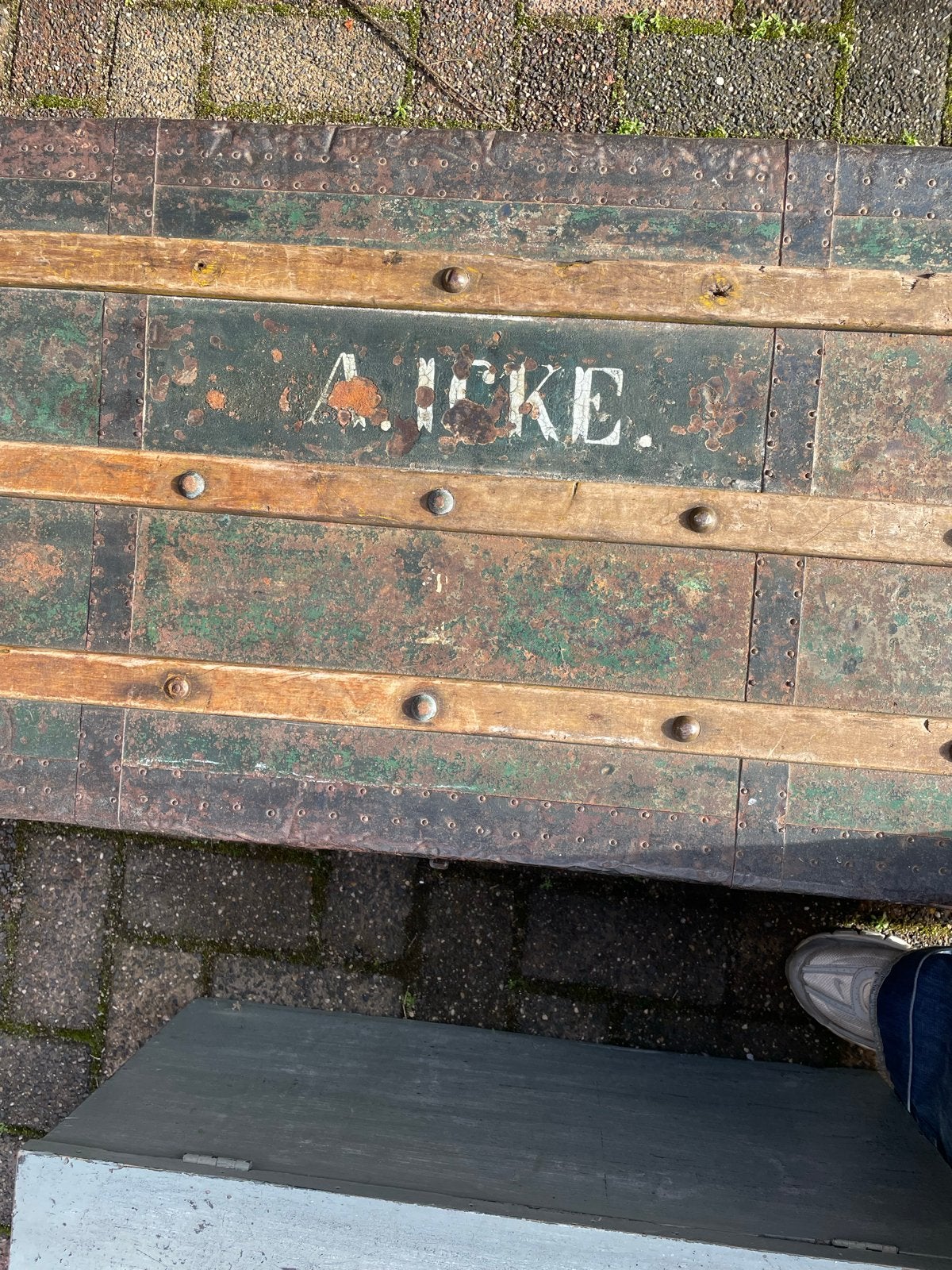 Oude dekenkist met originele bekleding - Vintage koffer, Ophalen