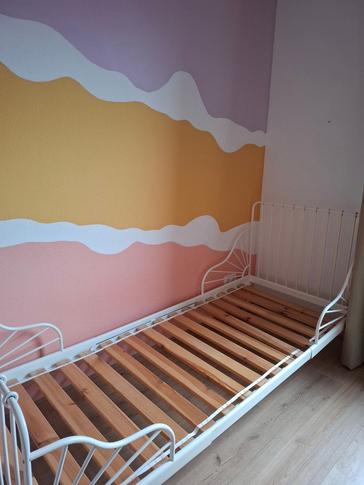 Ikea Minnen meegroeibed wit incl lattenbodem, Kinderen en Baby's, Ophalen, 70 tot 85 cm, Zo goed als nieuw, Lattenbodem
