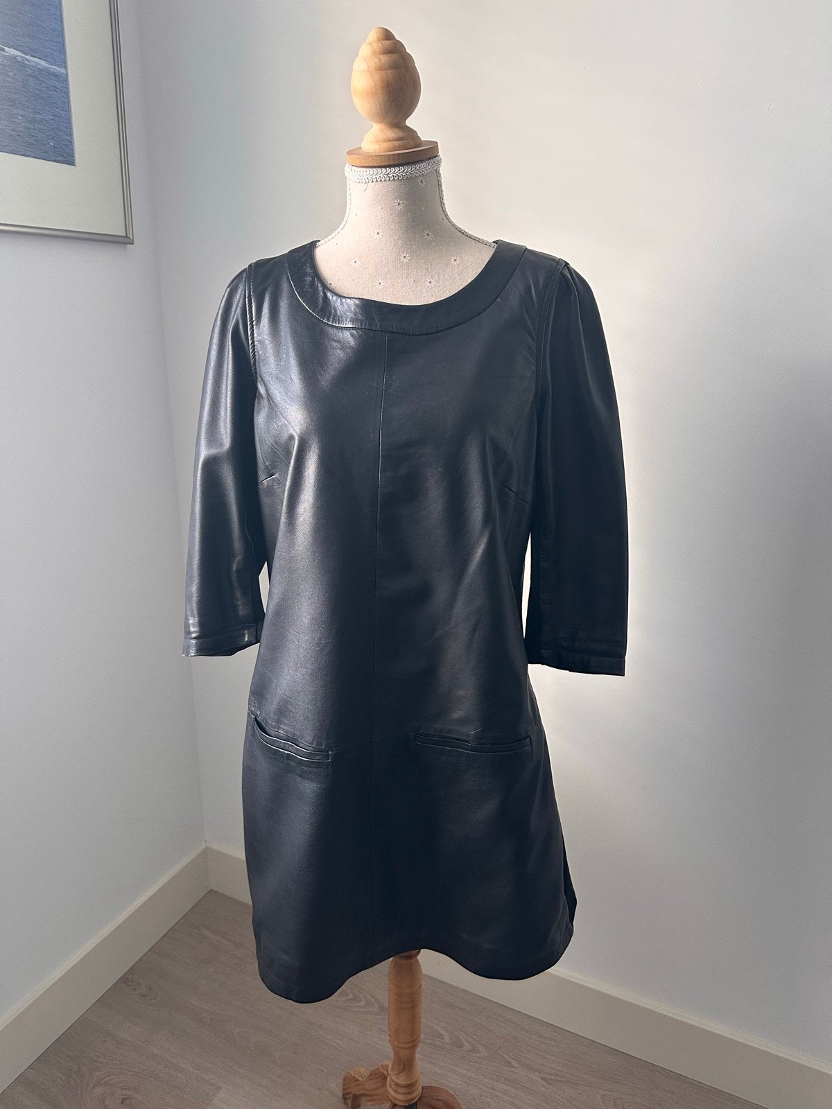 Arma Leren Mini Jurk Zwart Maat 40, Kleding | Dames, Maat 38/40 (M), Verzenden, Zwart, Zo goed als nieuw