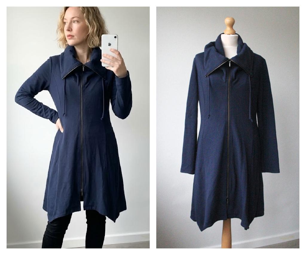 Elsewhere - lang blauw vest met rits en kraag - maat M, Maat 38/40 (M), Elsewhere, Zo goed als nieuw, Verzenden