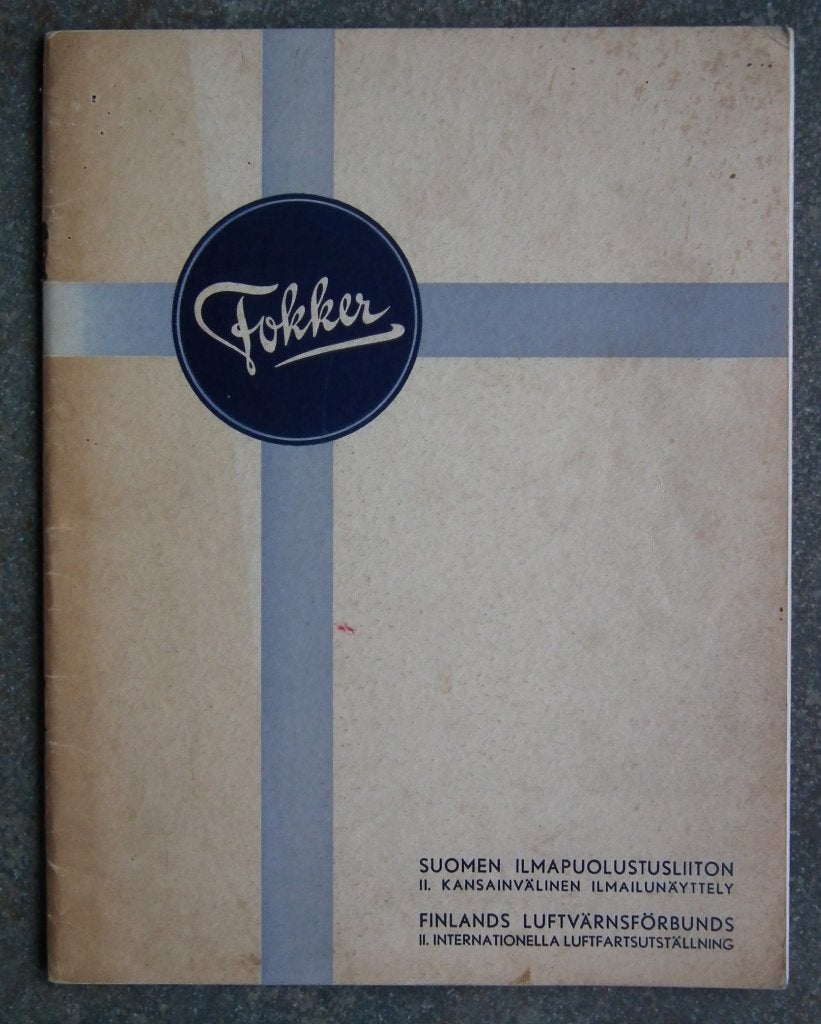 FOKKER BROCHURE G.1 D.21 T.5 C.10 T.8-W LVA MLD FINLAND KNIL, Verzamelen, Ophalen of Verzenden, Gebruikt, Boek of Tijdschrift