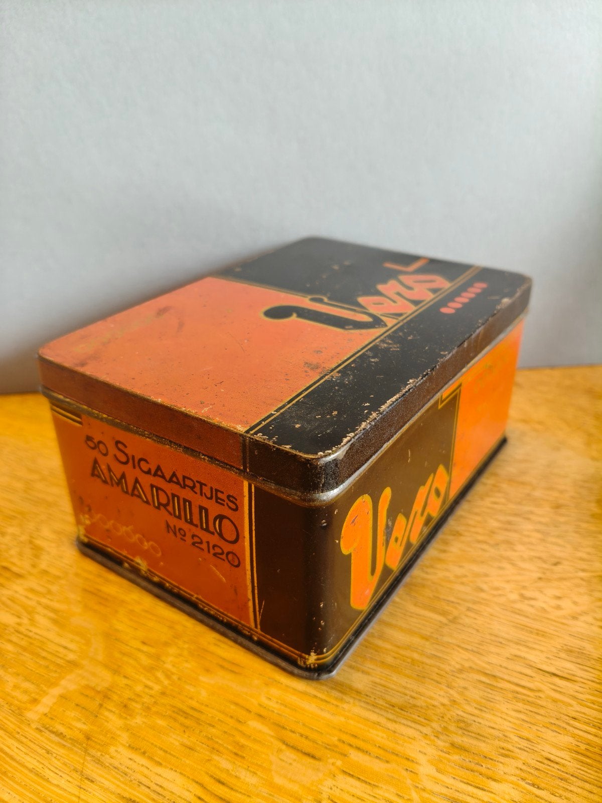 Art Deco sigarenblik Vero Amarillo, Ophalen of Verzenden, Gebruikt, Overige, Overige merken