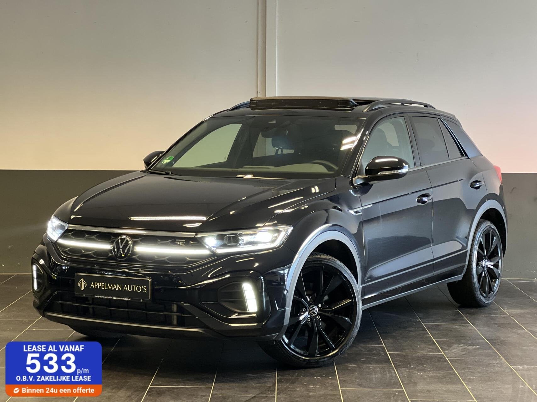 Volkswagen T-Roc 1.5 TSI 3X R-LINE|Trekhaak|Keyless|Dodehoek, Auto's, 1498 cc, Zwart, 4 cilinders, Zwart