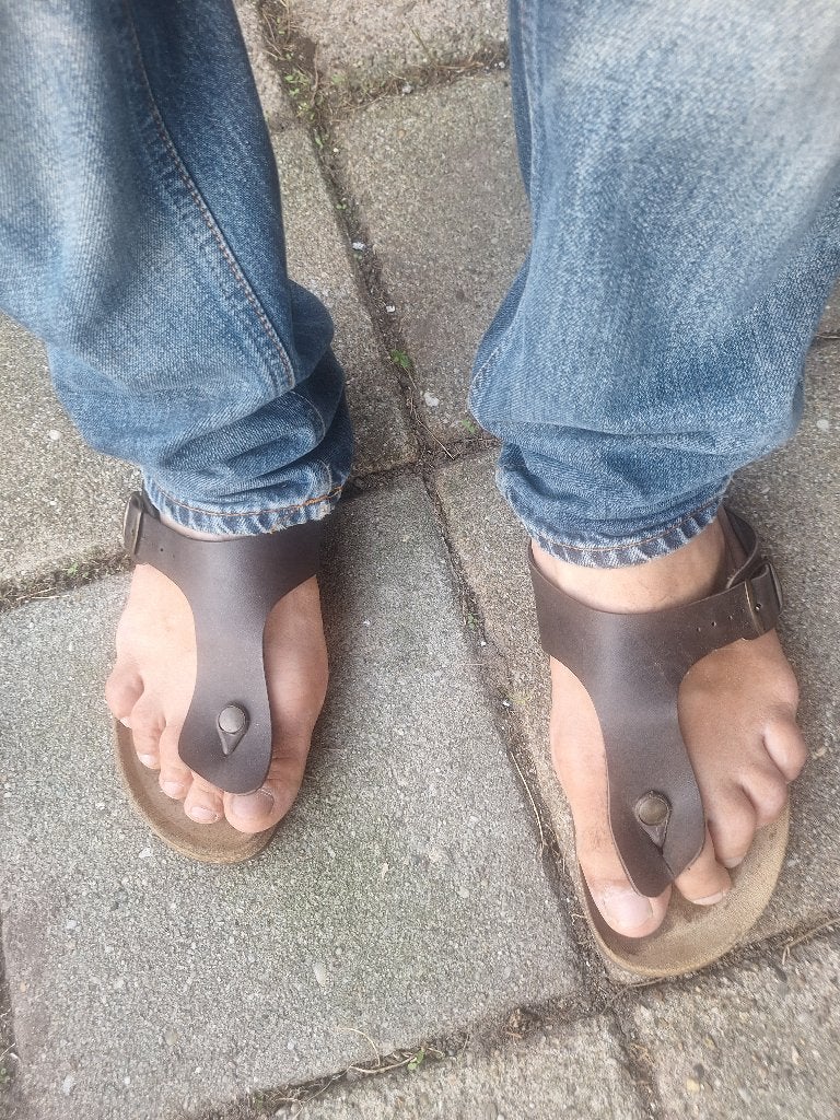 Stevige Birkenstock herensandalen/slippers maat 44, Bruin, Zo goed als nieuw, Ophalen, Sandalen