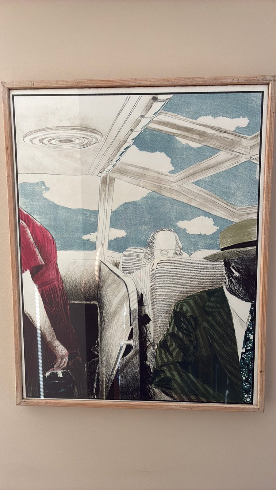 Schilderij- Steendruk 'Busreis' van Wim Jonkman, Antiek en Kunst, Ophalen of Verzenden