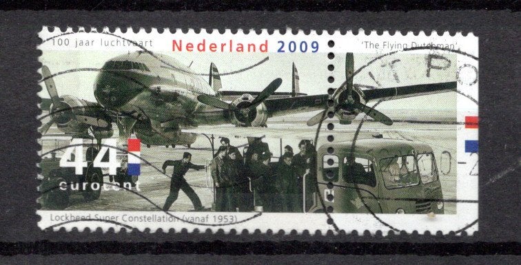 gestempelde zegel.  jaar 2009:  vliegtuig met tab, Ophalen of Verzenden, Na 1940, Gestempeld