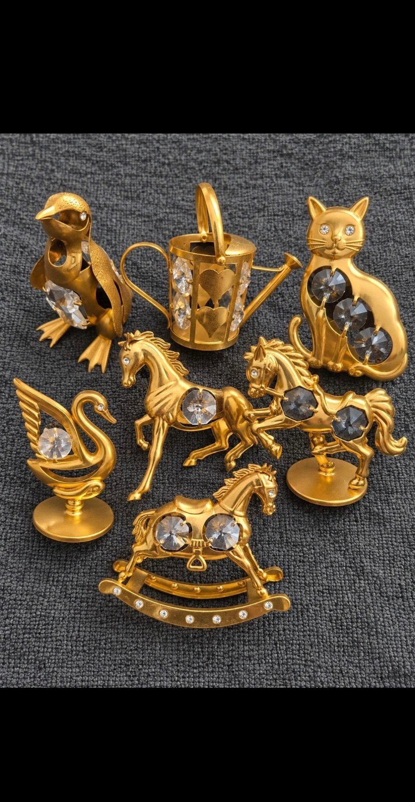 vergulde gouden beeldjes 24 karaats bohemia kristallen, Antiek en Kunst, Ophalen
