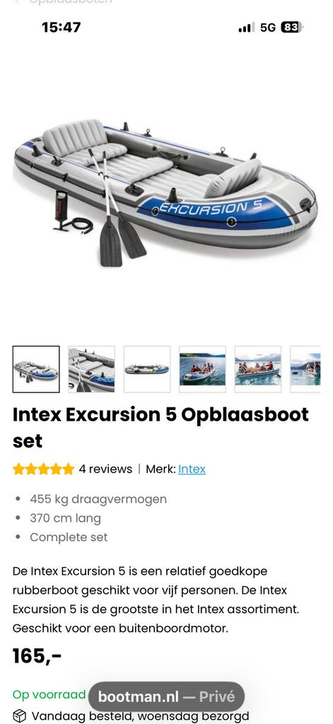 Opblaasbare boot, Ophalen, Zo goed als nieuw, Twee personen, Overige typen