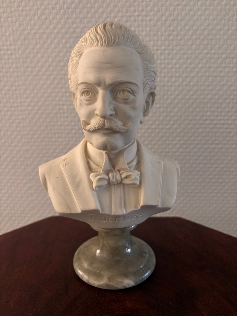 Vintage beeld / buste Johann Straus, A. Gianelli., Buste, Ophalen of Verzenden, 20 - 50 cm, Man