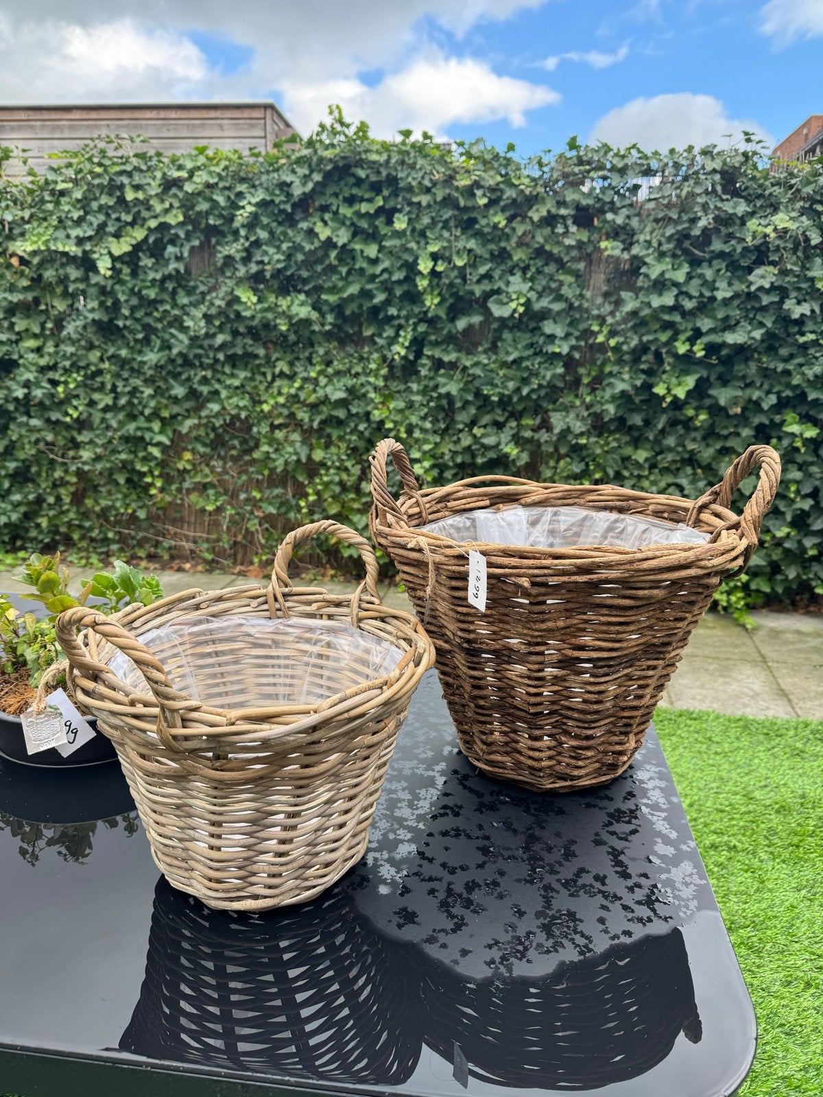 Set van 2 rieten plantenmanden - Nieuw, Overige materialen, Rond, Nieuw, Ophalen of Verzenden