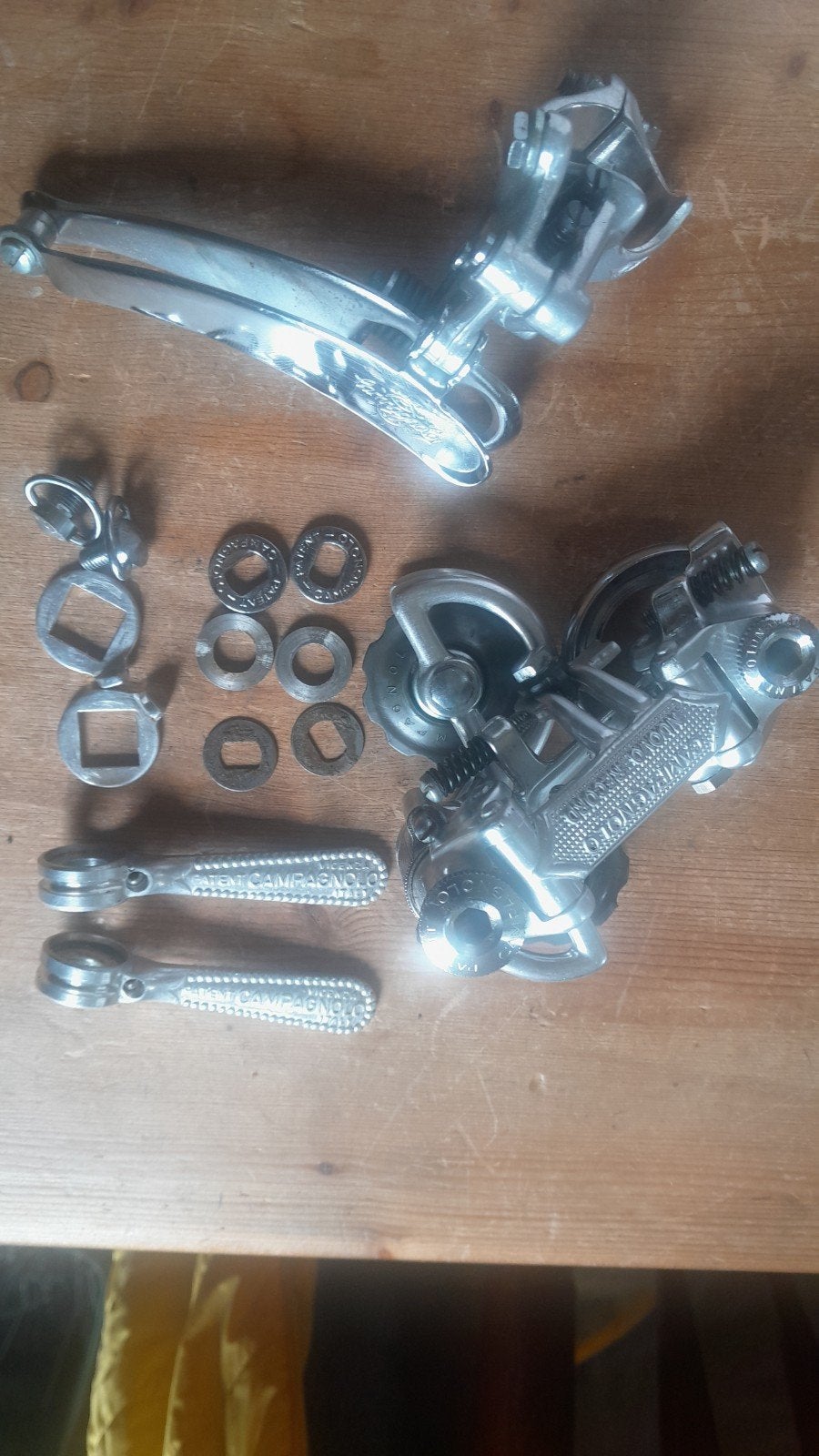 Campagnolo record commandeurs voor en achterderrailleur, Fietsen en Brommers, Fietsonderdelen, Gebruikt, Derailleur of Ketting