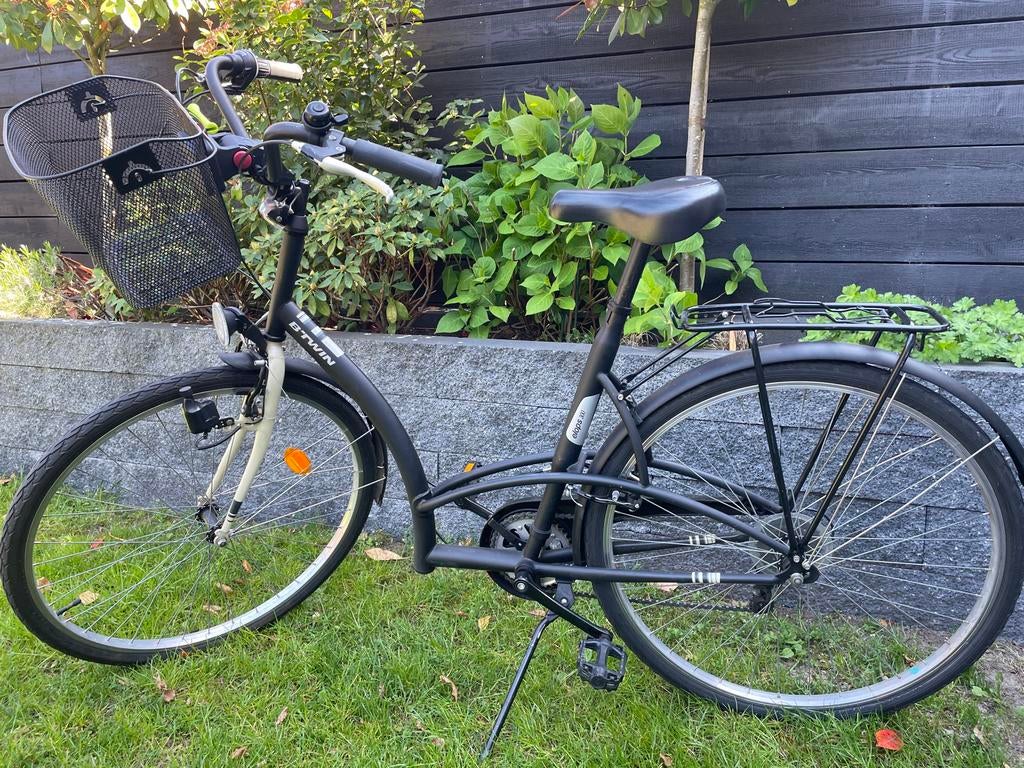 Btwin Elops 300 fiets met mandje (maat:large, 28’’), Velgrem, Versnellingen, Ophalen, Overige merken