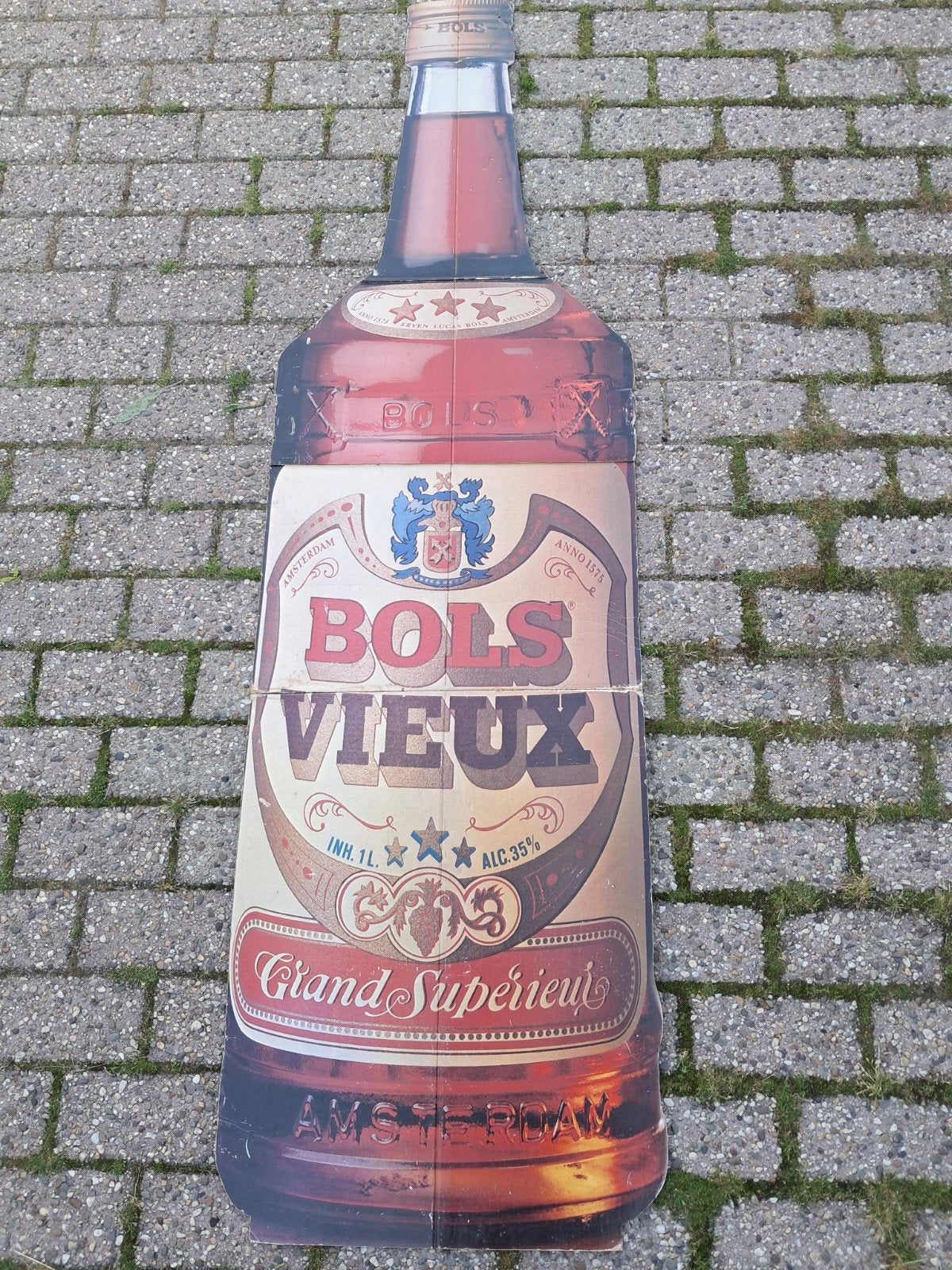 Retro vintage Bols vieux dikke karton plaat, Ophalen of Verzenden, Reclamebord
