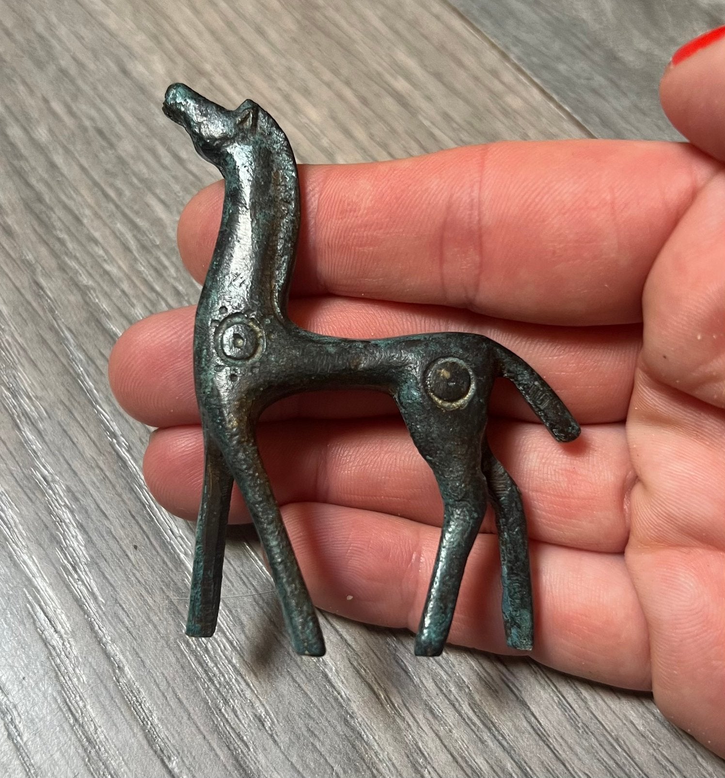 Vintage bronzen beeldje paard Griekse mythologie decoratie, Ophalen of Verzenden, Zo goed als nieuw, Dier
