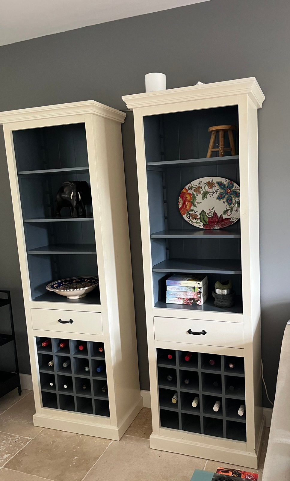 2x Kast wijn/boeken/decoratie Riviera Maison-stijl, Ophalen, Gebruikt