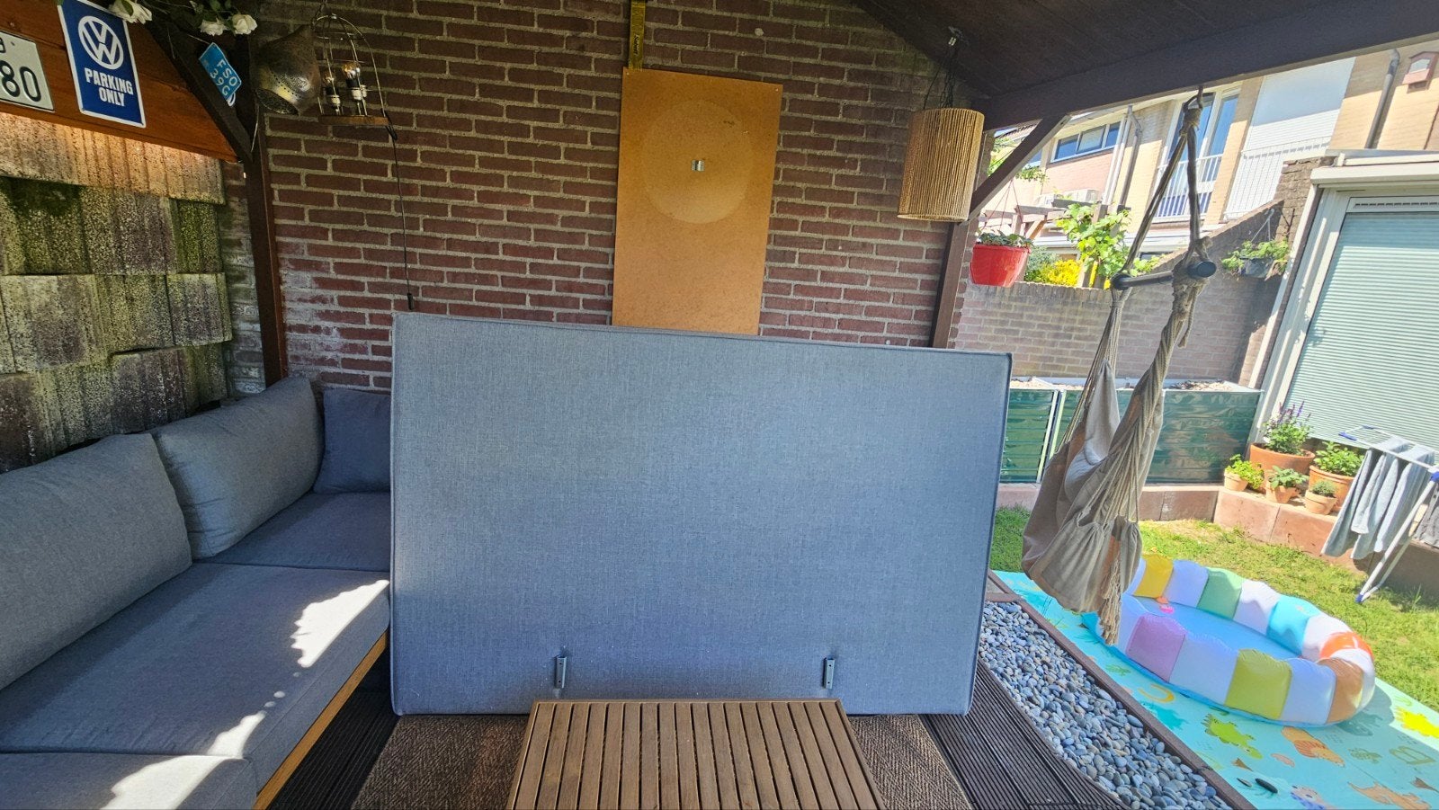 Grijs stoffen hoofdbord 190x15x120cm - Zo goed als nieuw, Huis en Inrichting, Ophalen, Zo goed als nieuw