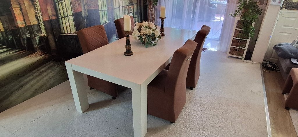 EETTAFEL SET MET STOELEN, Ophalen, 200 cm of meer, 50 tot 100 cm, Zo goed als nieuw