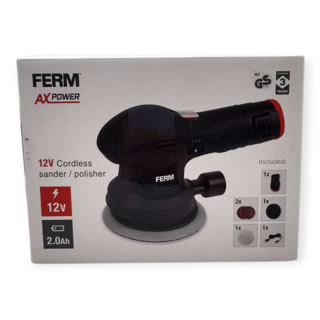 FERM AX Power | 12V Cordless Sander | Nieuw in seal, Ferm, Gebruikt, Support@ferm.com, Ferm B.V., Merwehaven 23, 
2984 AG Ridderkerk
Netherlands