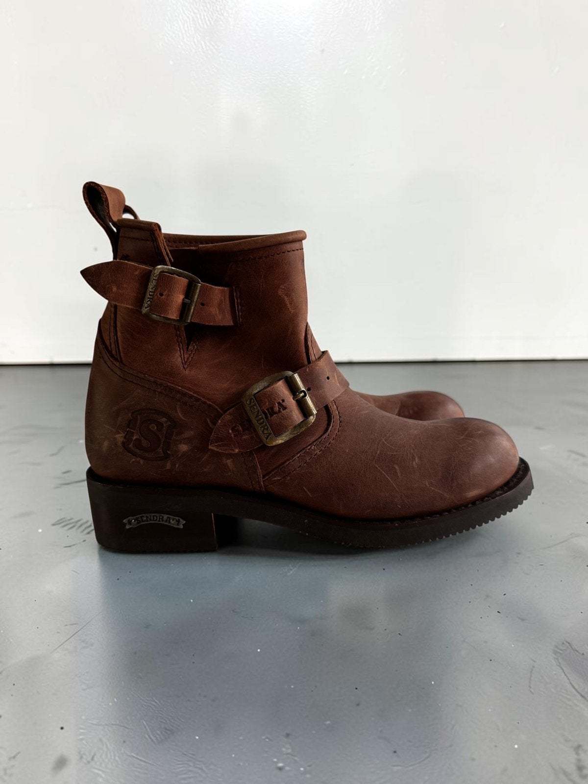 Sendra biker boots bruin leer boots laarzen gesp maat 38, Hoge laarzen, Bruin, Ophalen of Verzenden, Zo goed als nieuw