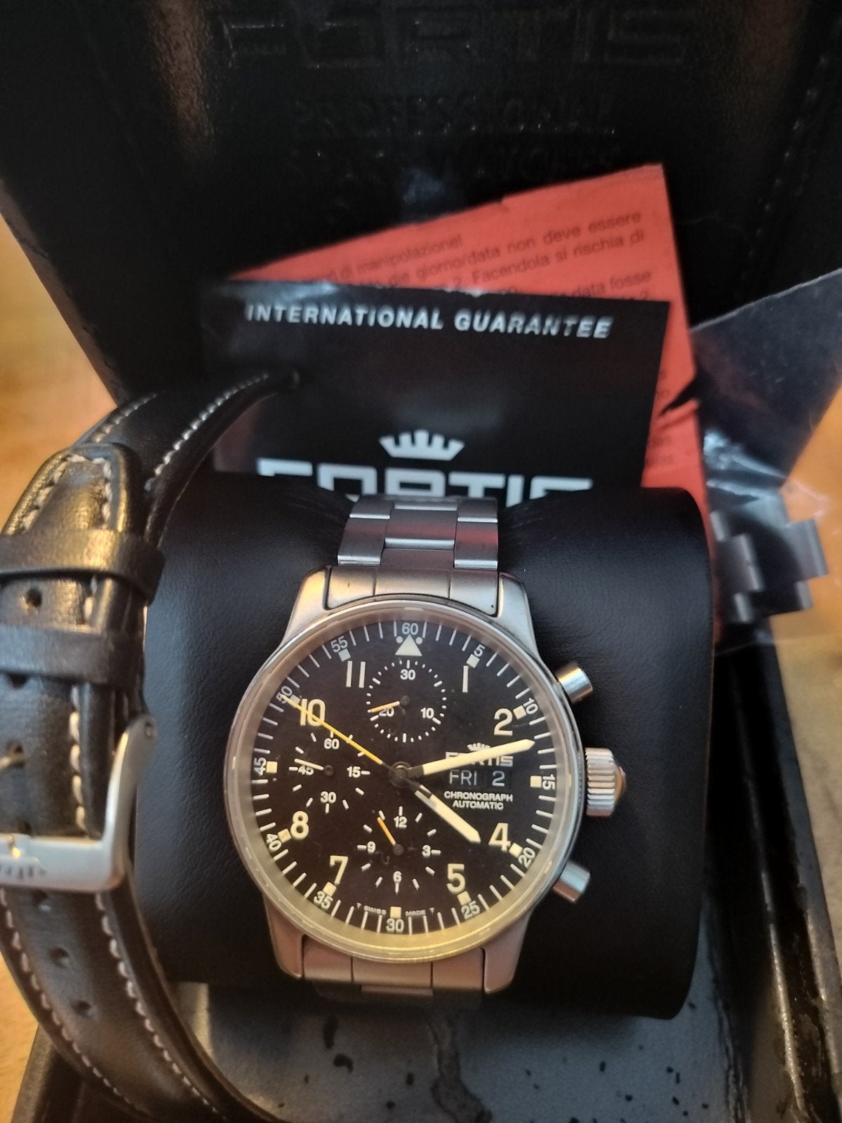 Stoere Fortis Flieger Chronograph Valjoux Automatic horloge, Ophalen of Verzenden, Zo goed als nieuw, Leer, Overige merken