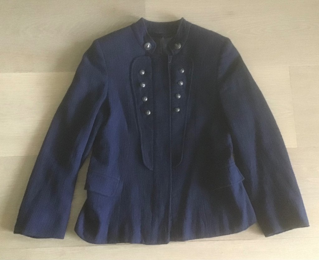 Kort blauw jasje met opstaand kraagje, S, Blauw, Ophalen of Verzenden, Jasje, Maat 36 (S)