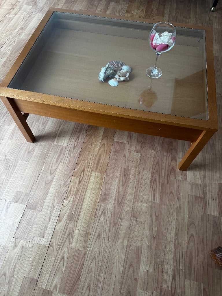 Tafel met glasplaat, Ophalen, Gebruikt, 50 tot 100 cm, 50 tot 100 cm