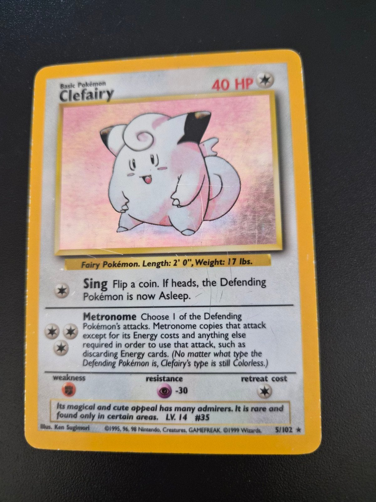 clefairy holo base set 5/102, Ophalen of Verzenden, Gebruikt, Losse kaart, Foil