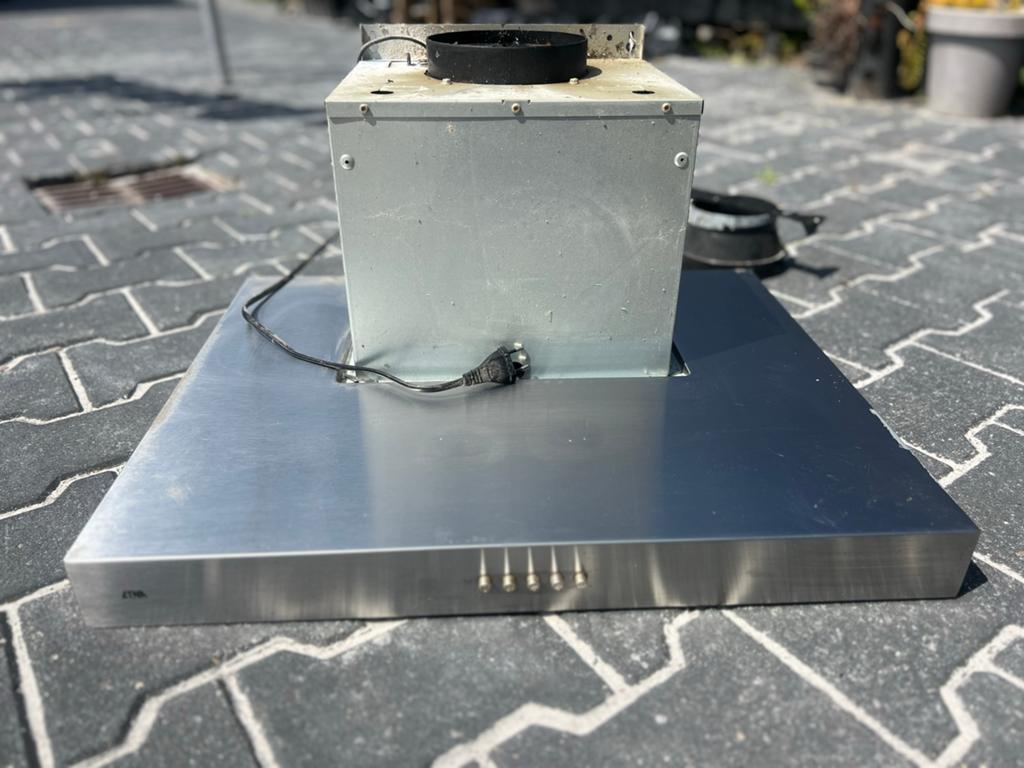 Etna RVS afzuigkap 60cm met afdekkap, Ophalen, Gebruikt, Wandschouwkap, Vrijstaand