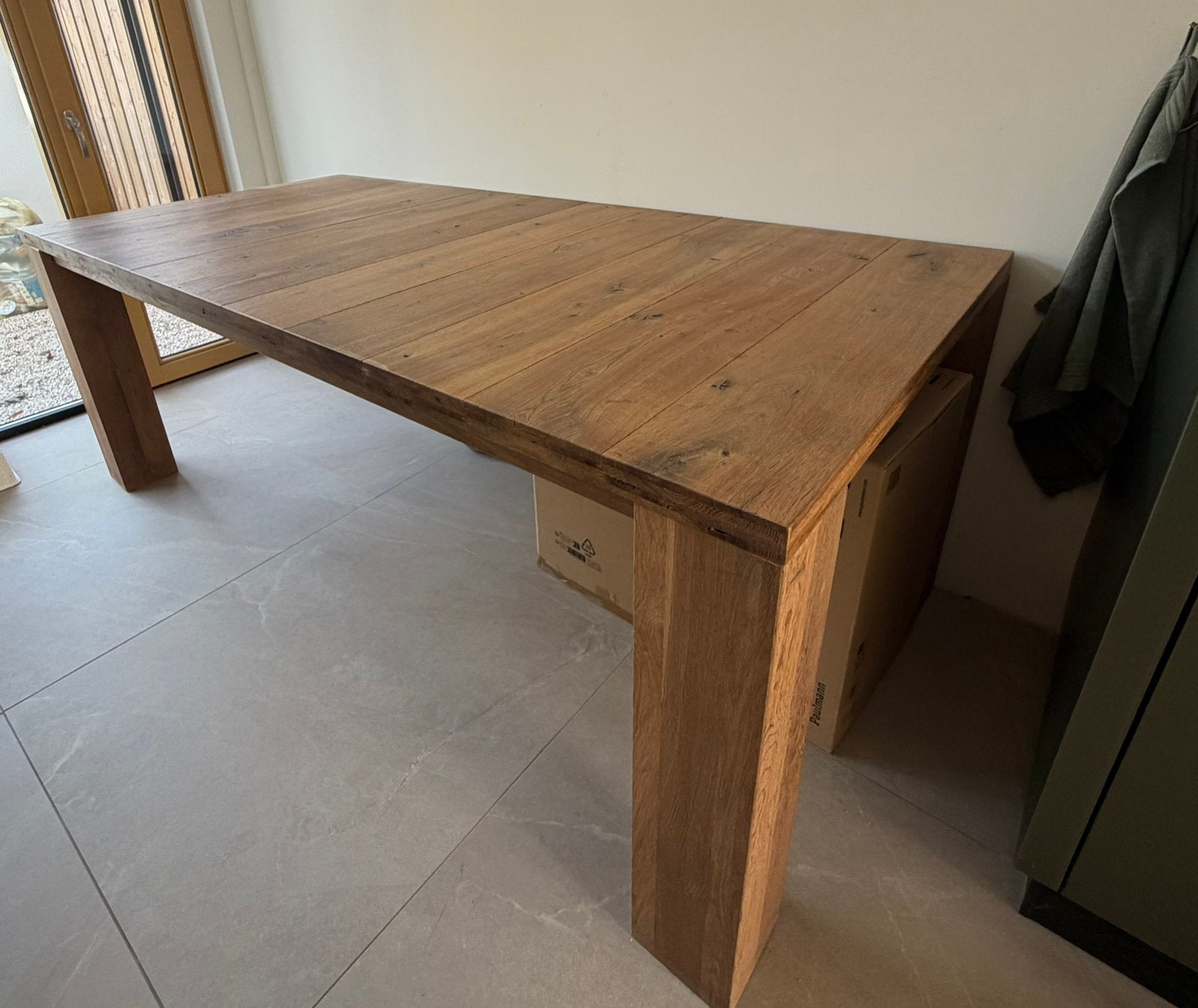 Eiken eettafel, Ophalen, Gebruikt, Eikenhout, 200 cm of meer