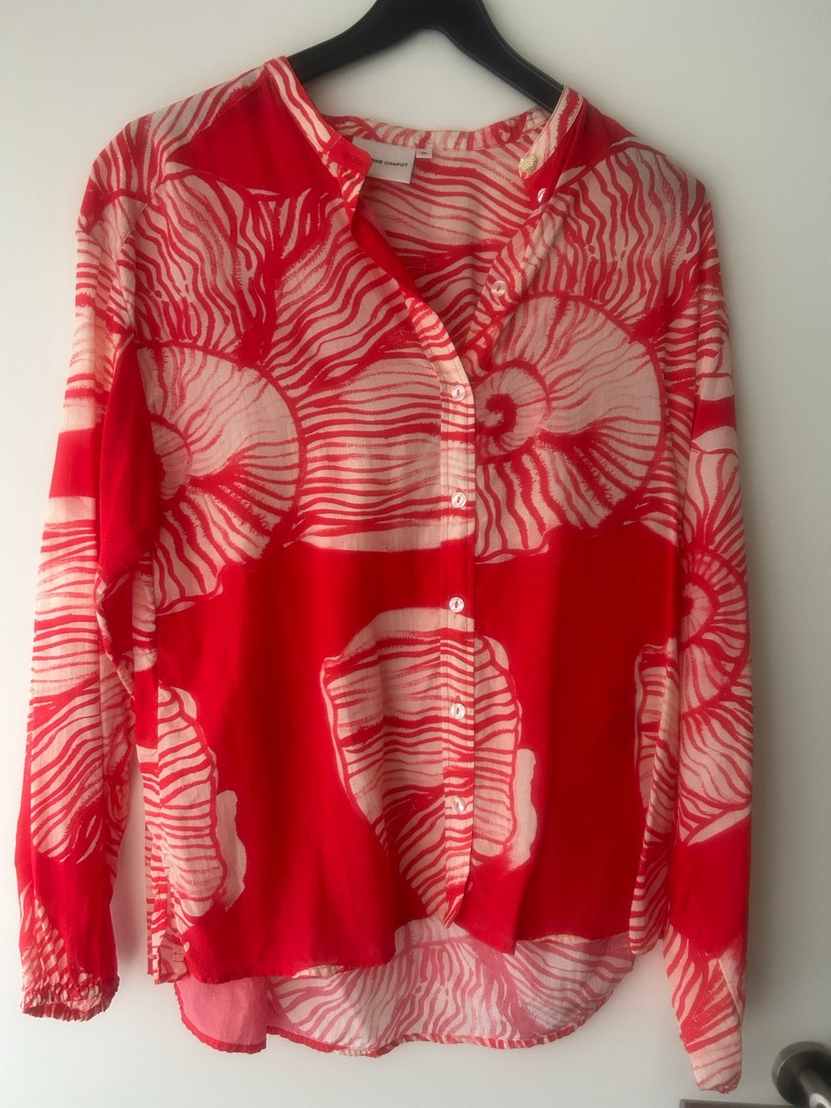 Fabienne Chapot blouse rood/beige maat 38, Kleding | Dames, Ophalen of Verzenden, Zo goed als nieuw, Maat 38/40 (M), Rood