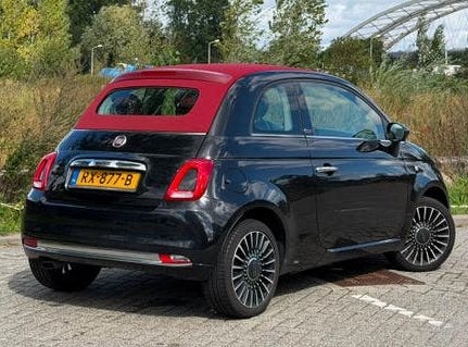 Extreem nette Fiat 500C 0.9 80pk Turbo Twinair 2018 Zwart, Dealer onderhouden, 31 €/maand, Cabriolet, Zwart