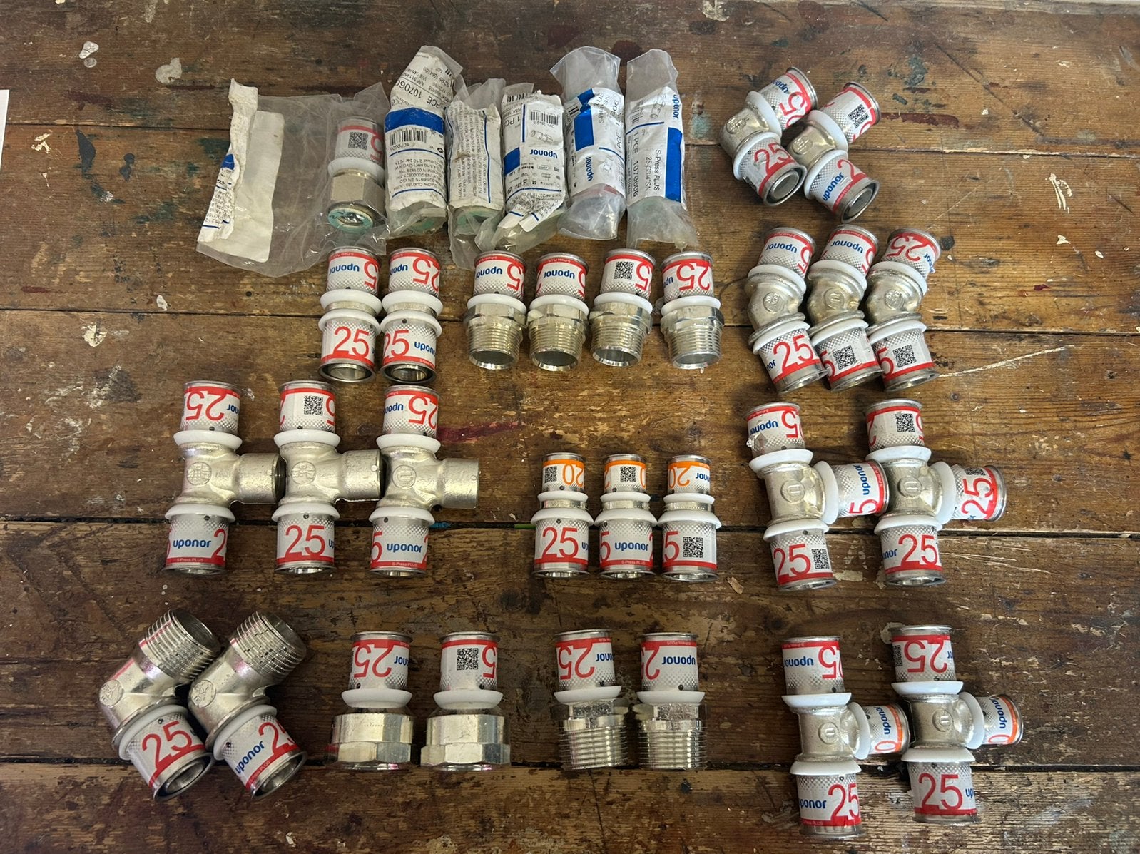 Partij Uponor 25 S-press 33 koppelingen, Doe-het-zelf en Verbouw, Verwarming en Radiatoren, Minder dan 30 cm, Overige typen, Minder dan 60 cm