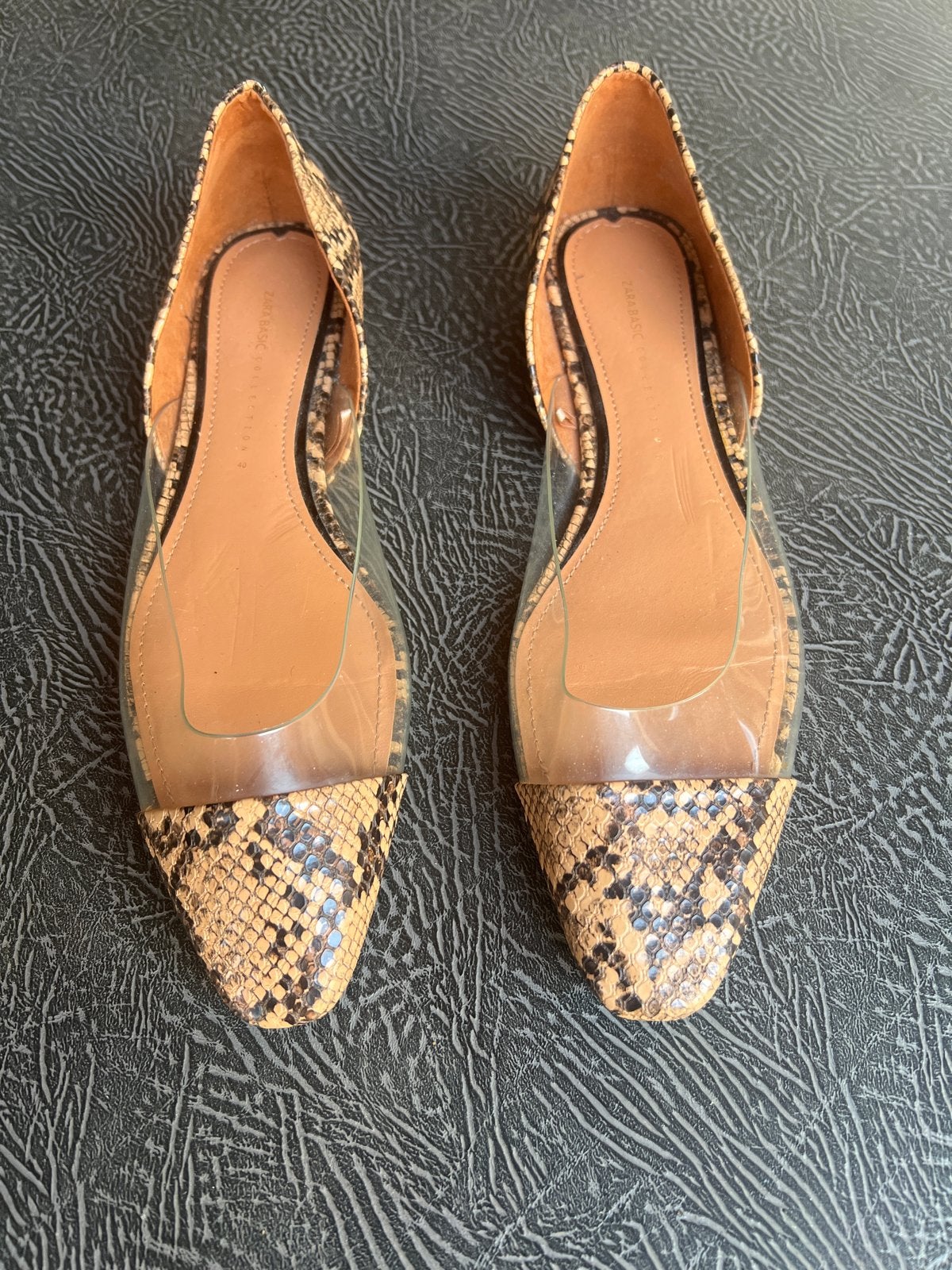 Zara Basic Collection Ballerina's Slangenprint Maat 40, Bruin, Nieuw, Ballerina's, Ophalen of Verzenden