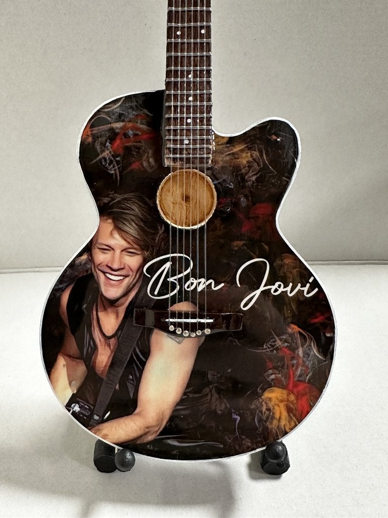Bon Jovi foto kleur miniatuur gitaar 25cm mini guitar deco, Info@deconoord.nl, Deco Noord, Nieuw, Ophalen of Verzenden
