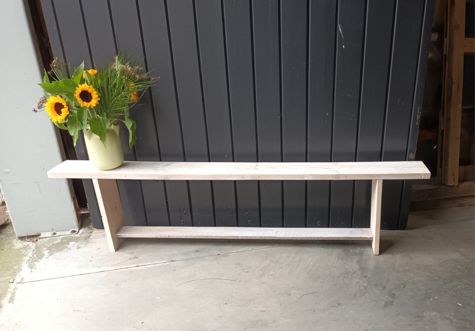 Steigerhouten bankje bank hout sidetable, Ophalen of Verzenden, Hout