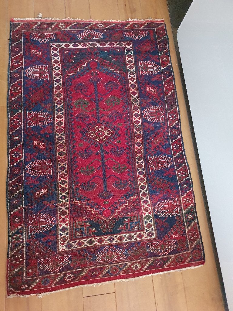 Oosters tapijt (perzisch of Vintage) 110x100, Ophalen, Gebruikt, Rechthoekig, Blauw