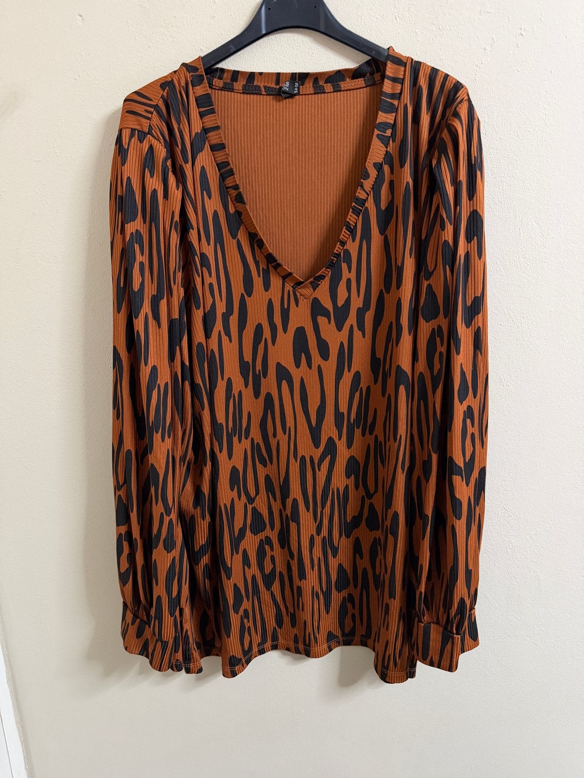 Dames Blouse met Panterprint - Maat 54-56, Kleding | Dames, Ophalen of Verzenden, Zo goed als nieuw, Bruin, Blouse of Tuniek