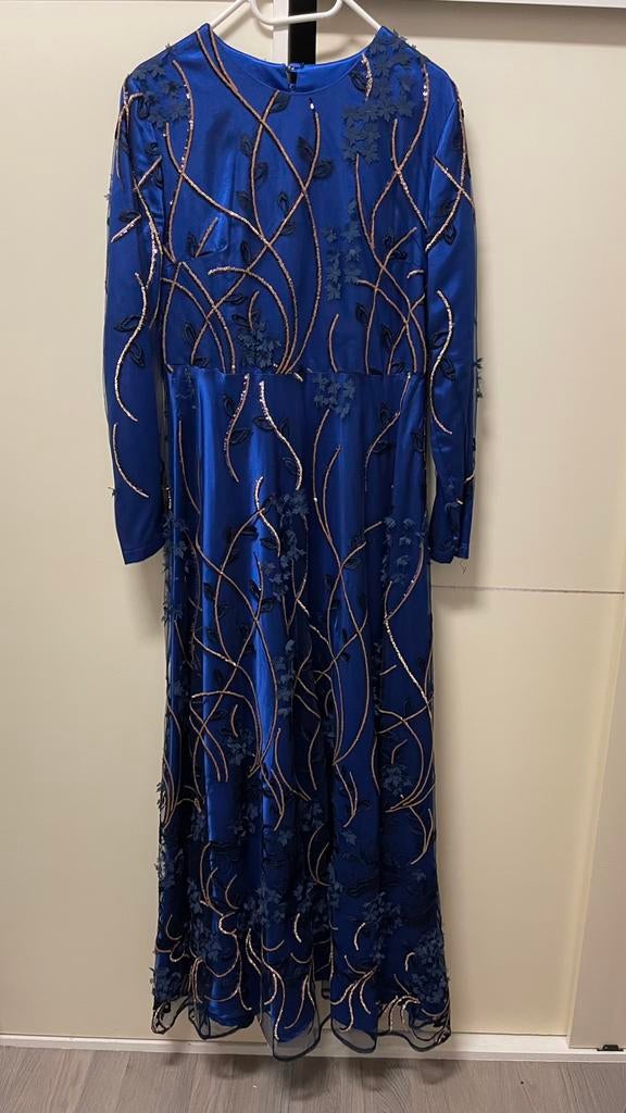 Avondjurk blauw, Kleding | Dames, Gelegenheidskleding, Galajurk, Maat 42/44 (L), Zo goed als nieuw, Verzenden