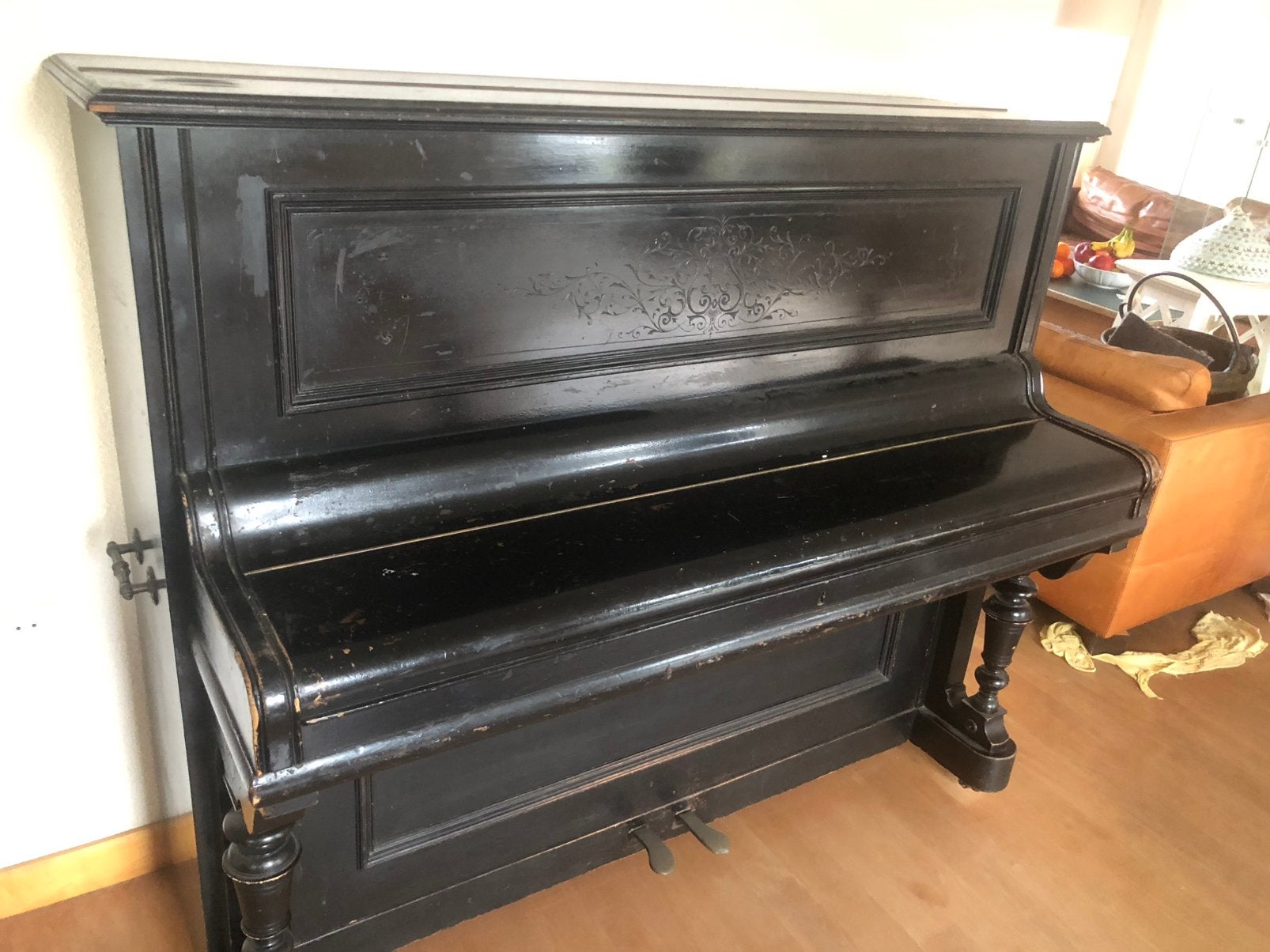 Oude zwarte piano, Ophalen, Gebruikt, Zwart, Piano