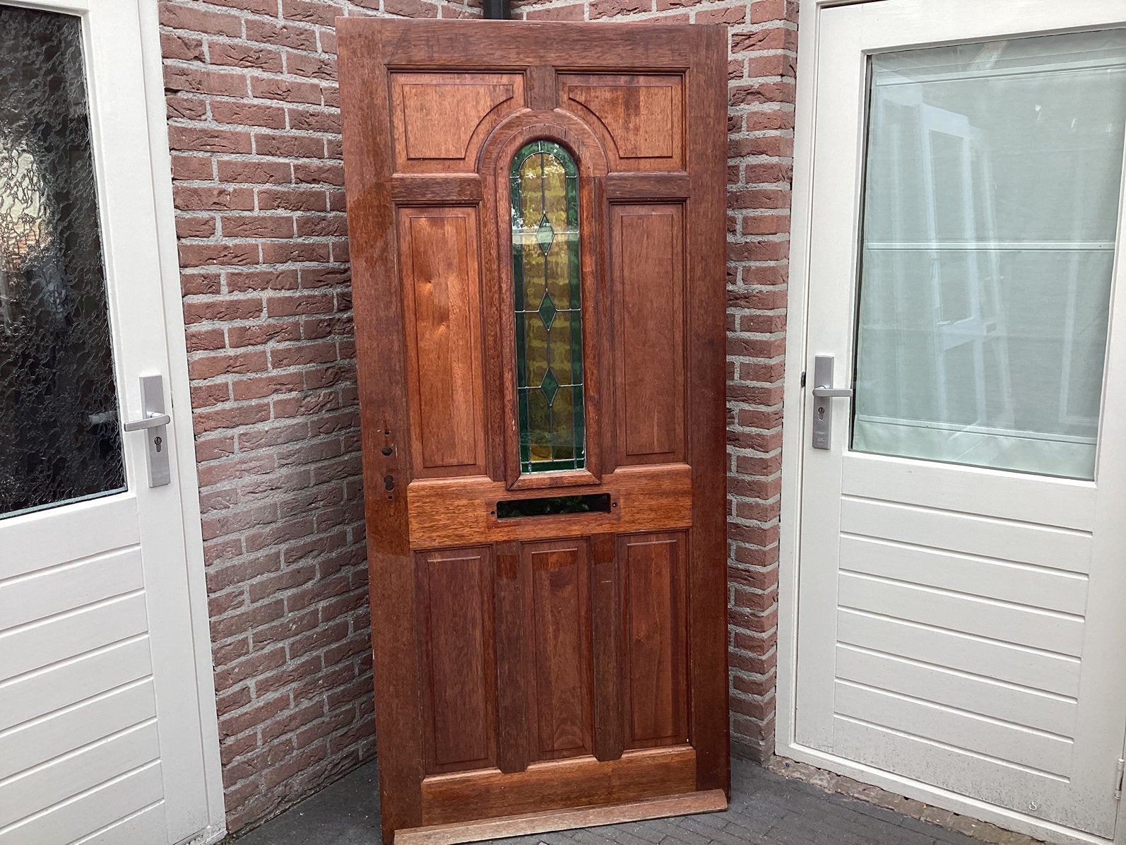Voordeur Linksdraaiend Glas in Lood Thermopane 201,5x93x4cm, Ophalen, 200 tot 215 cm, Glas, Buitendeur