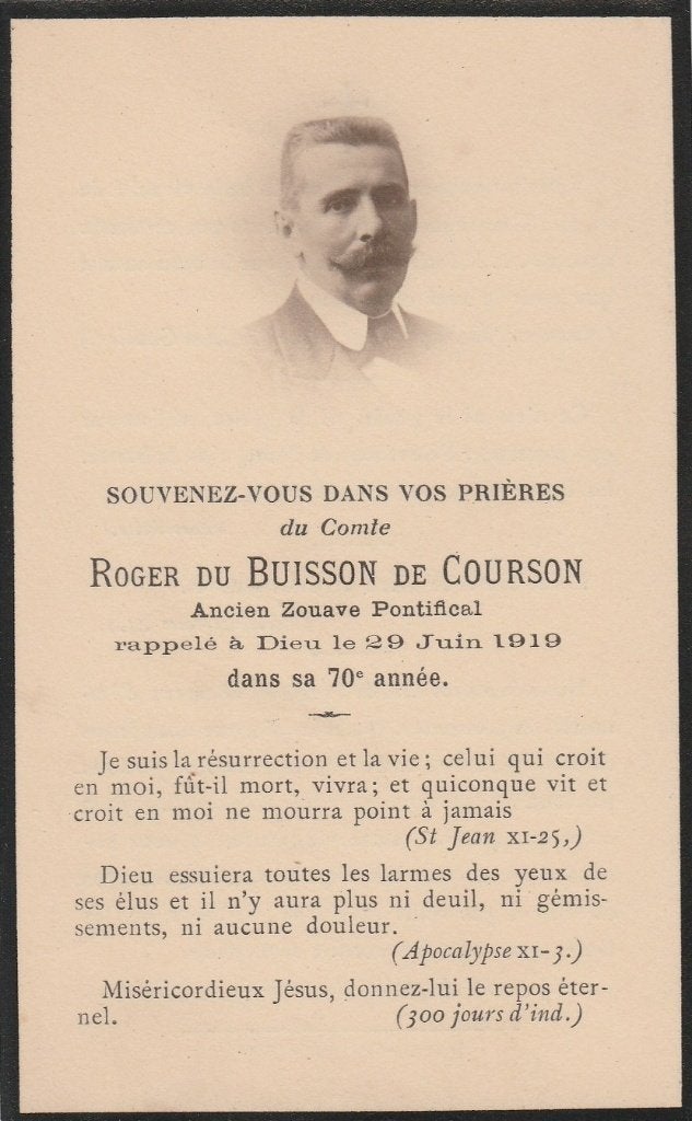 oud  zouave-roger du buisson de courson-1919 en 1e communie, Verzamelen, Ophalen of Verzenden, Bidprentje