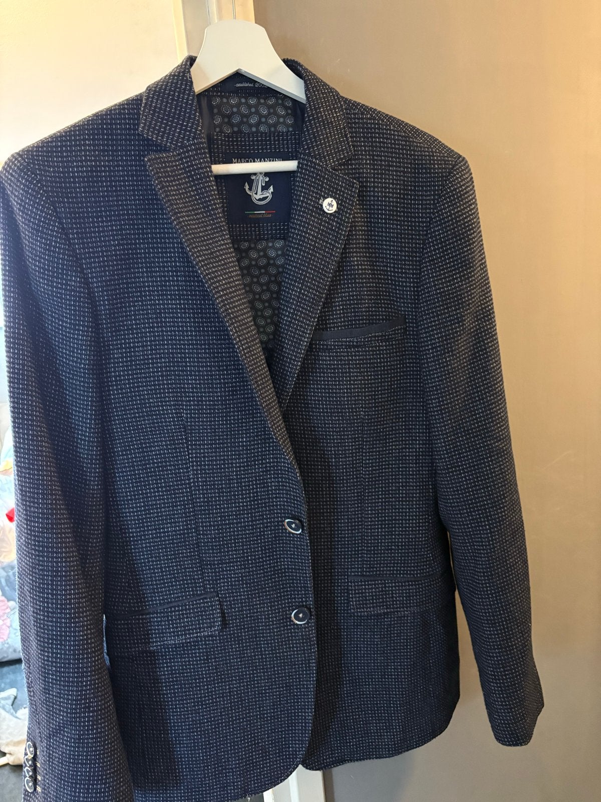 Heren Colbert Marco Manzini - Maat 48, Ophalen of Verzenden, Zo goed als nieuw, Maat 48/50 (M), Blauw