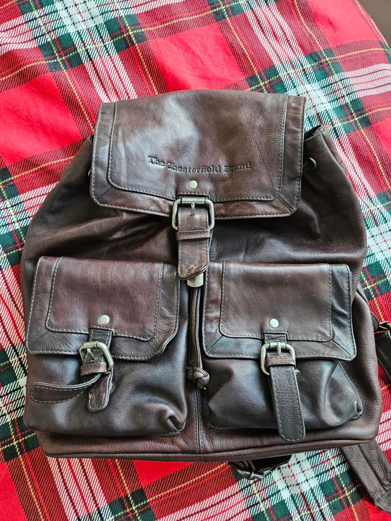 Chesterhold Brand ,Stevige lederen rugzak, 30 tot 40 cm, Bruin, Rugtas, Ophalen of Verzenden
