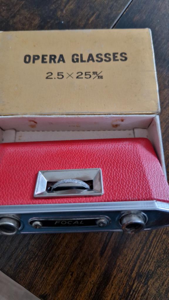 Vintage Focal Opera Bril 2.5x25mm - Rood met Doos, Auto diversen, Anti-diefstal, Gebruikt, Ophalen of Verzenden