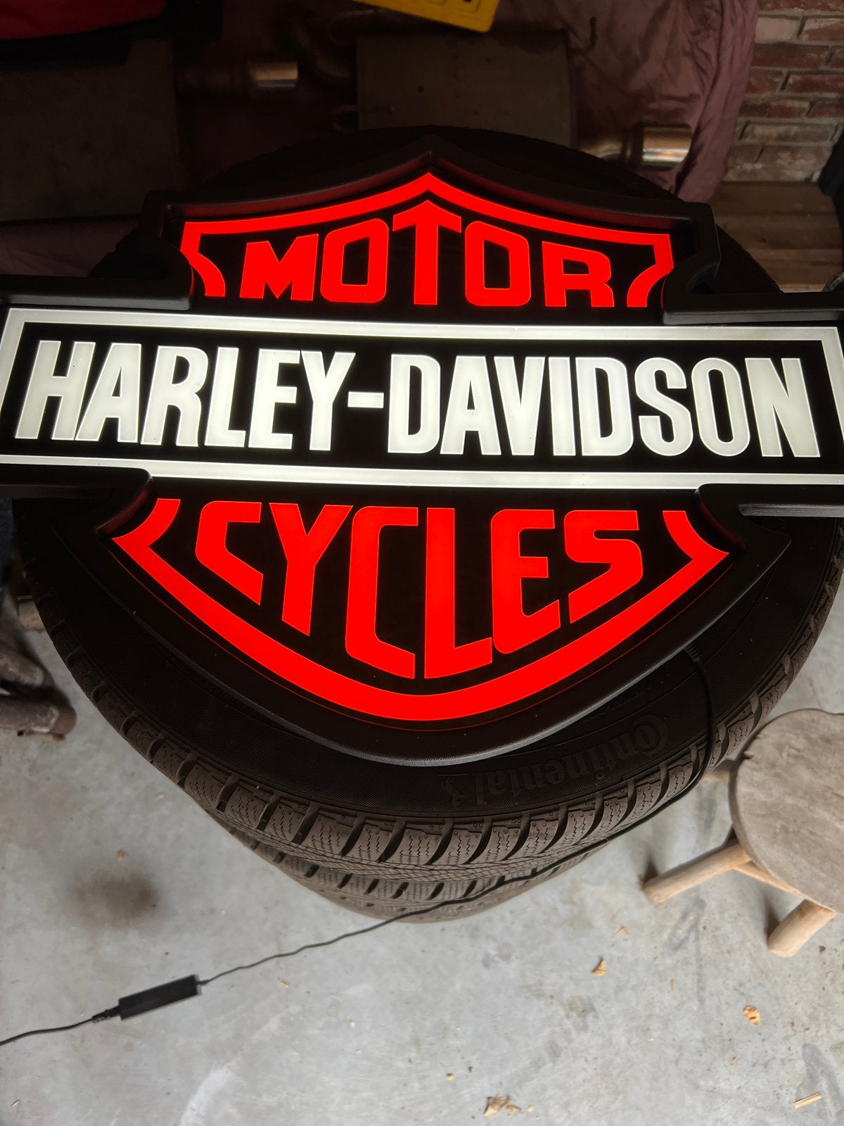 Harley-Davidson Verlicht Wandbord - Motor Cycles Logo, Ophalen, Zo goed als nieuw