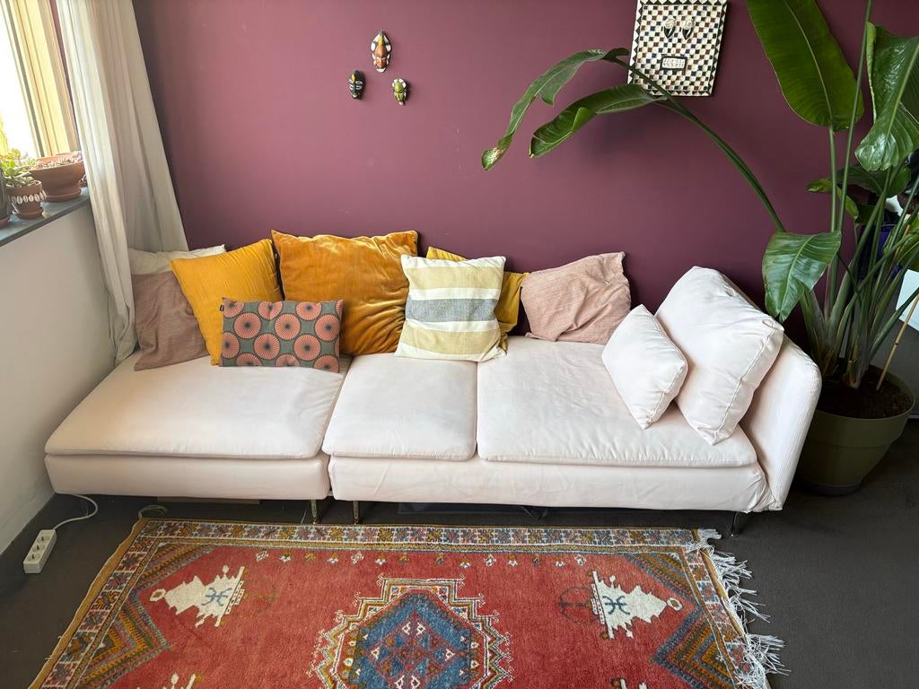 IKEA Söderhamn chaise longue + voetenbank + 2 kussens, Huis en Inrichting, Banken | Bankstellen, Ophalen, Gebruikt, 150 tot 200 cm