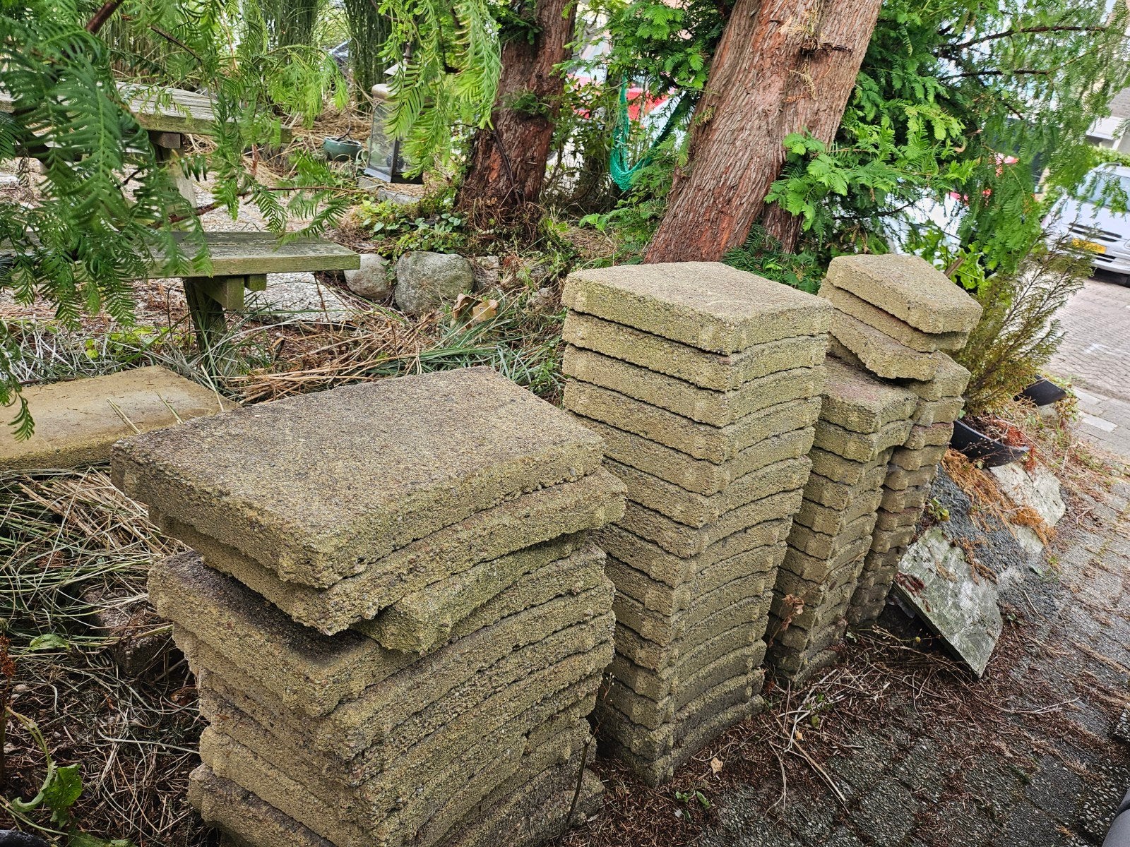 Betonnen terrastegels - 3 meter cirkel, Tuin en Terras, Tegels en Klinkers, Gebruikt, Beton, Terrastegels, 5 tot 10 m²