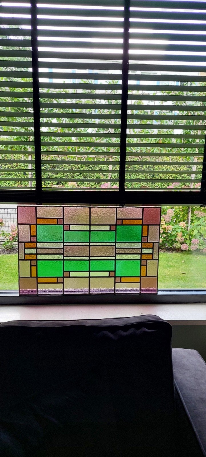 Authentiek glas-in-loodraam jaren '30, 78.5x50.5 cm, Ophalen, Gebruikt